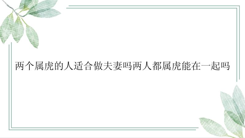 两个属虎的人适合做夫妻吗两人都属虎能在一起吗