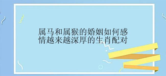 属马和属猴的婚姻如何感情越来越深厚的生肖配对