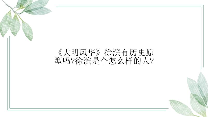 《大明风华》徐滨有历史原型吗?徐滨是个怎么样的人?