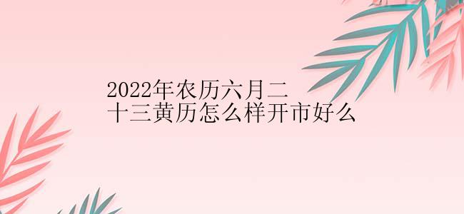 2022年农历六月二十三黄历怎么样开市好么