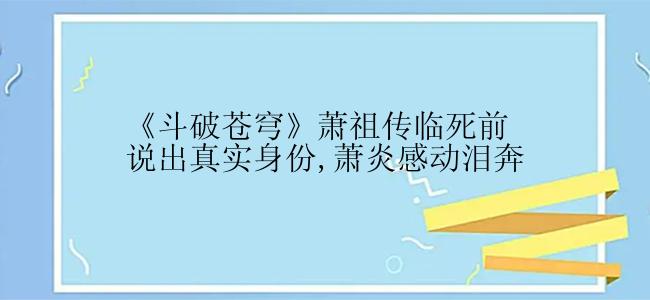 《斗破苍穹》萧祖传临死前说出真实身份,萧炎感动泪奔