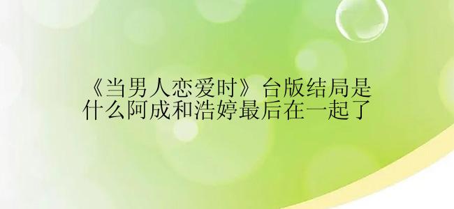 《当男人恋爱时》台版结局是什么阿成和浩婷最后在一起了