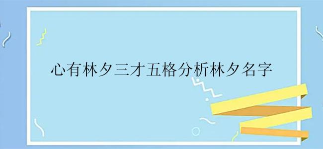 心有林夕三才五格分析林夕名字