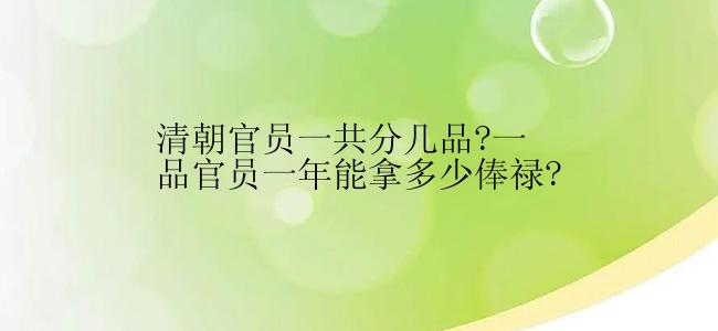 清朝官员一共分几品?一品官员一年能拿多少俸禄?