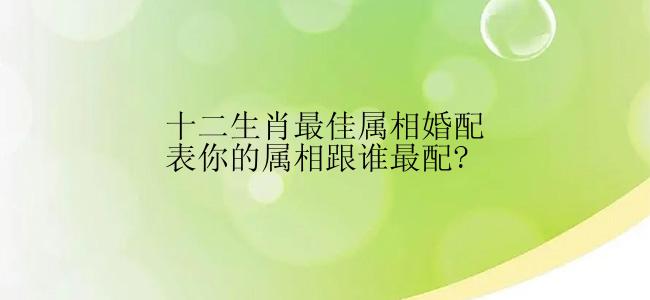 十二生肖最佳属相婚配表你的属相跟谁最配?