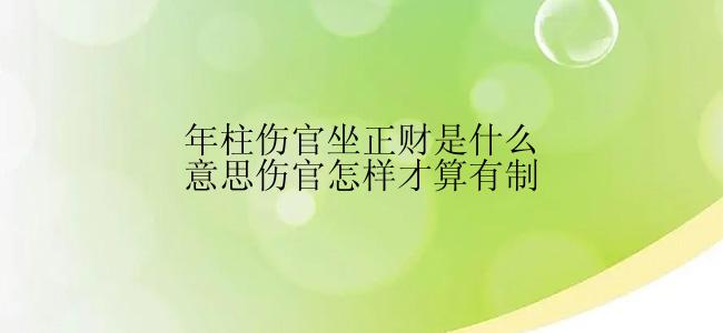 年柱伤官坐正财是什么意思伤官怎样才算有制