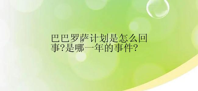 巴巴罗萨计划是怎么回事?是哪一年的事件?