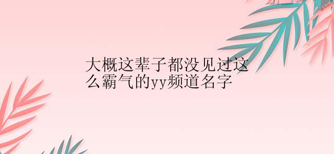 大概这辈子都没见过这么霸气的yy频道名字