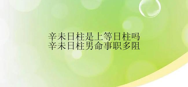 辛未日柱是上等日柱吗辛未日柱男命事职多阻