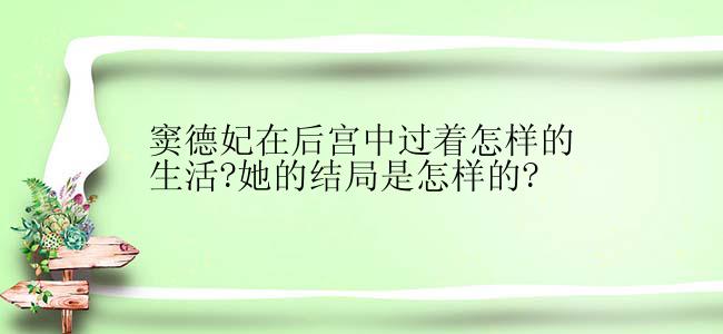 窦德妃在后宫中过着怎样的生活?她的结局是怎样的?