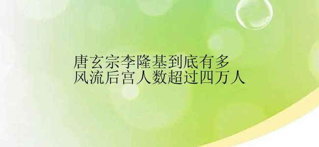 唐玄宗李隆基到底有多风流后宫人数超过四万人