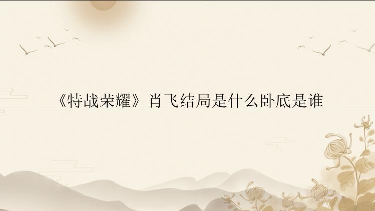 《特战荣耀》肖飞结局是什么卧底是谁