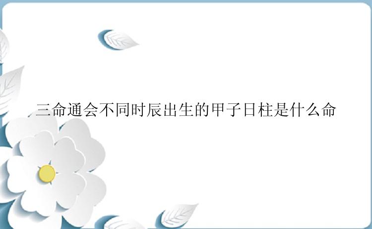 三命通会不同时辰出生的甲子日柱是什么命