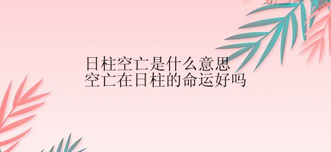 日柱空亡是什么意思空亡在日柱的命运好吗