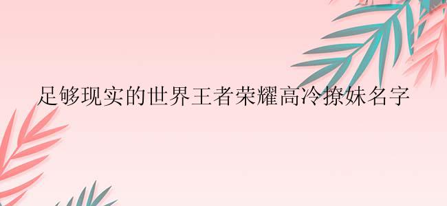 足够现实的世界王者荣耀高冷撩妹名字