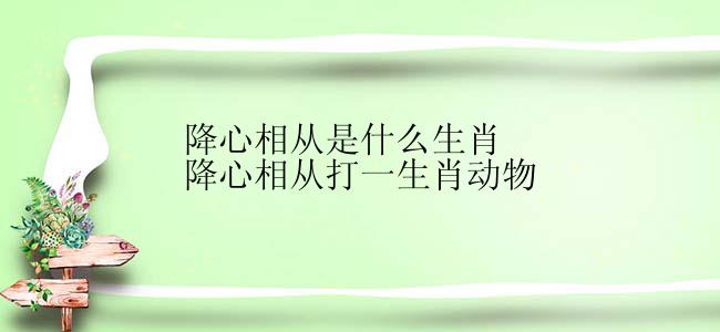 降心相从是什么生肖降心相从打一生肖动物