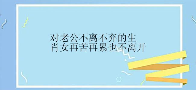 对老公不离不弃的生肖女再苦再累也不离开