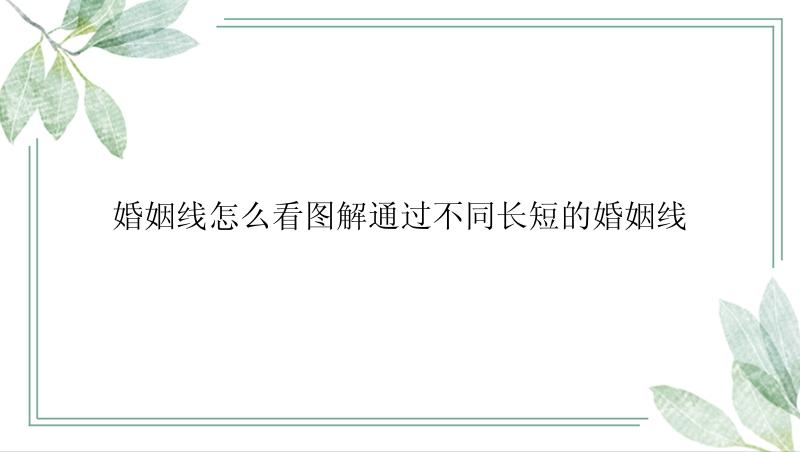 婚姻线怎么看图解通过不同长短的婚姻线