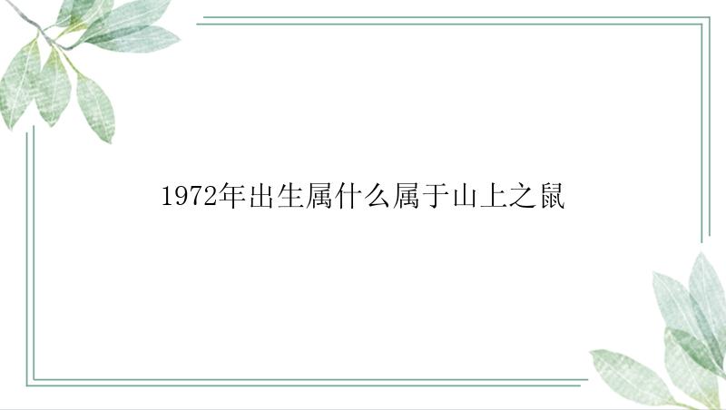 1972年出生属什么属于山上之鼠