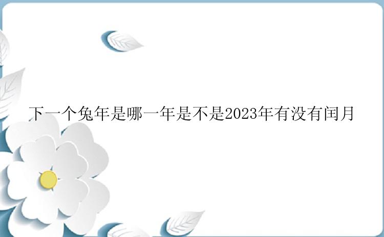 下一个兔年是哪一年是不是2023年有没有闰月