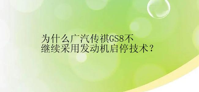 为什么广汽传祺GS8不继续采用发动机启停技术？