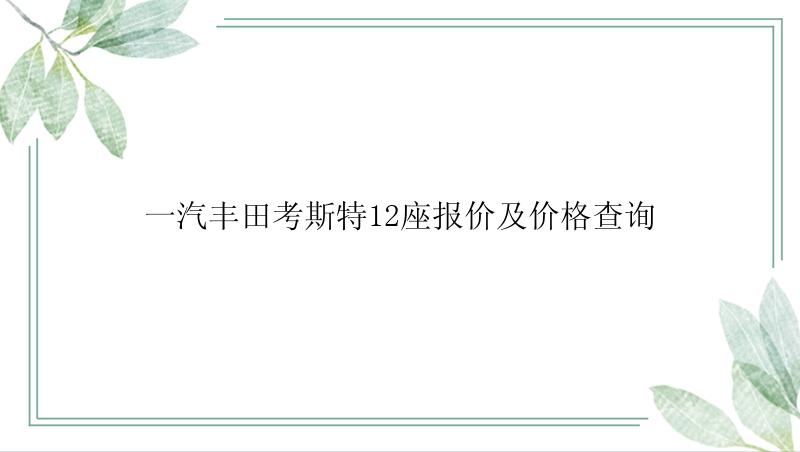 一汽丰田考斯特12座报价及价格查询