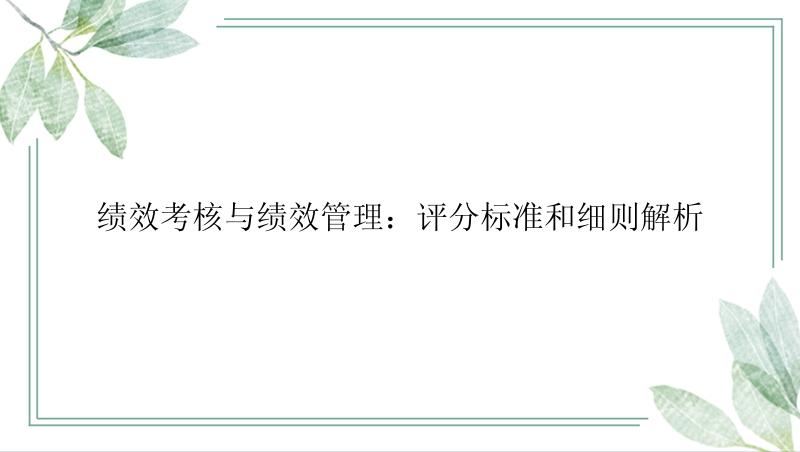 绩效考核与绩效管理：评分标准和细则解析