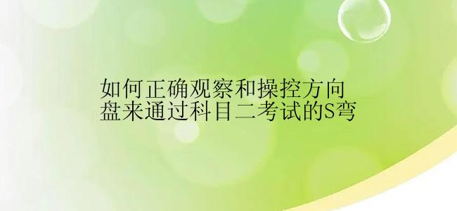 如何正确观察和操控方向盘来通过科目二考试的S弯