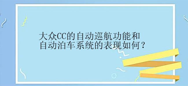 大众CC的自动巡航功能和自动泊车系统的表现如何？