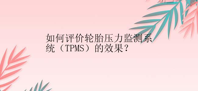 如何评价轮胎压力监测系统（TPMS）的效果？