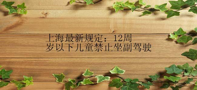 上海最新规定：12周岁以下儿童禁止坐副驾驶