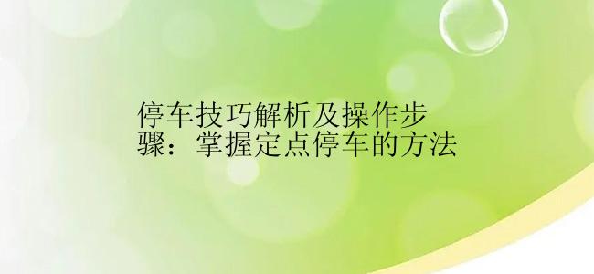 停车技巧解析及操作步骤：掌握定点停车的方法