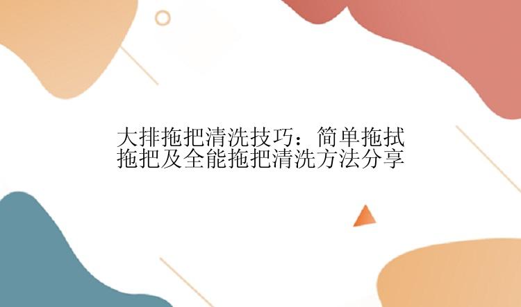 大排拖把清洗技巧：简单拖拭拖把及全能拖把清洗方法分享