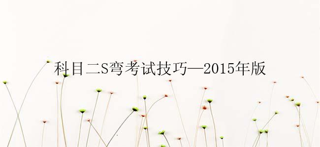 科目二S弯考试技巧—2015年版