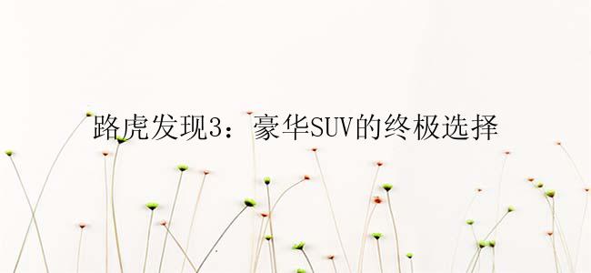 路虎发现3：豪华SUV的终极选择