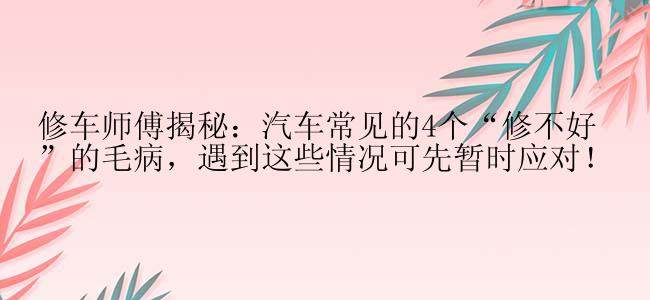 修车师傅揭秘：汽车常见的4个“修不好”的毛病，遇到这些情况可先暂时应对！