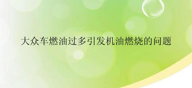 大众车燃油过多引发机油燃烧的问题