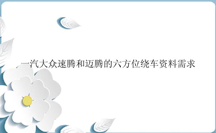 一汽大众速腾和迈腾的六方位绕车资料需求