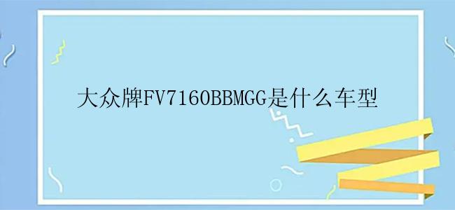 大众牌FV7160BBMGG是什么车型