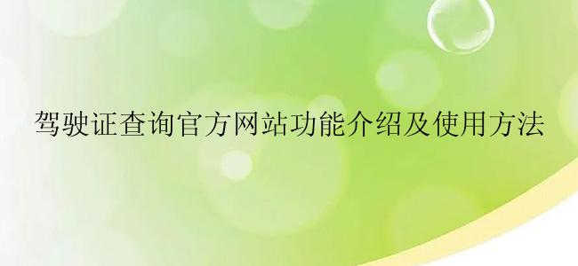 驾驶证查询官方网站功能介绍及使用方法