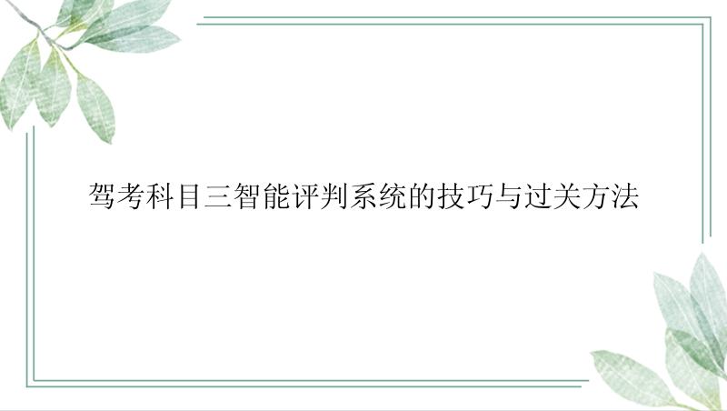 驾考科目三智能评判系统的技巧与过关方法