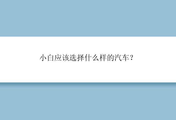 小白应该选择什么样的汽车？