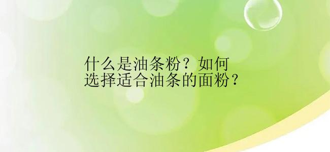 什么是油条粉？如何选择适合油条的面粉？