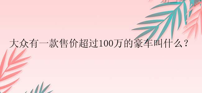 大众有一款售价超过100万的豪车叫什么？