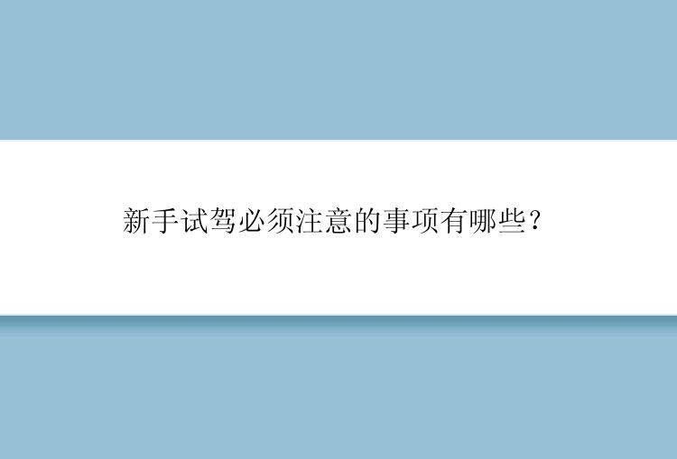 新手试驾必须注意的事项有哪些？