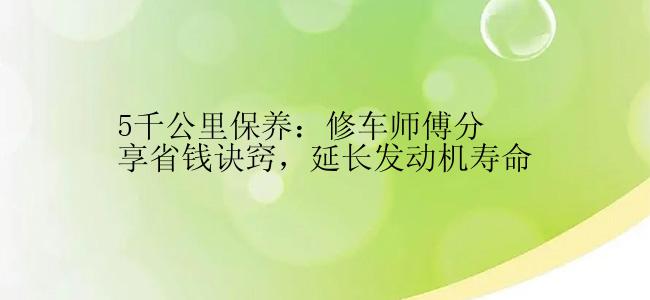 5千公里保养：修车师傅分享省钱诀窍，延长发动机寿命