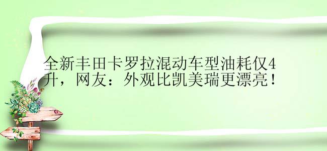 全新丰田卡罗拉混动车型油耗仅4升，网友：外观比凯美瑞更漂亮！