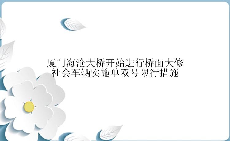 厦门海沧大桥开始进行桥面大修 社会车辆实施单双号限行措施