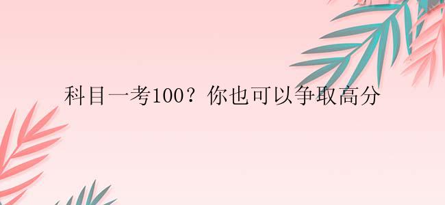 科目一考100？你也可以争取高分