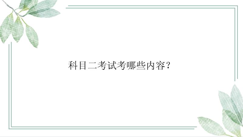 科目二考试考哪些内容？